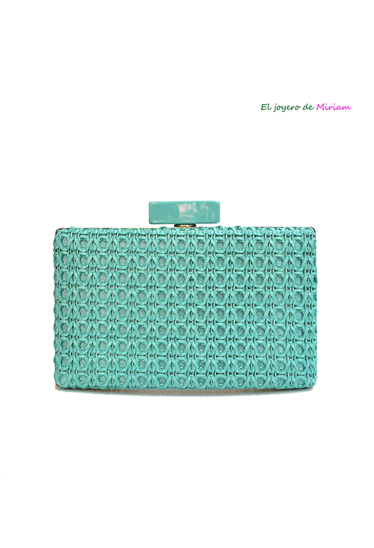 Bolso clutch aguamarina rafia