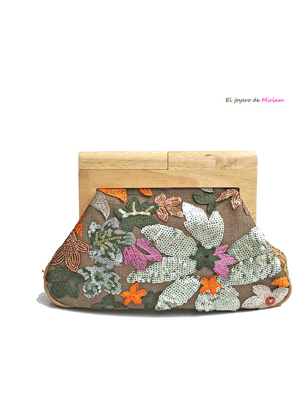 Bolso rafia y madera