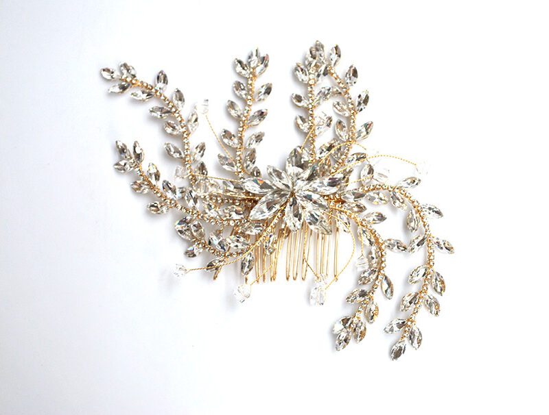 Peineta grande cristales blancos