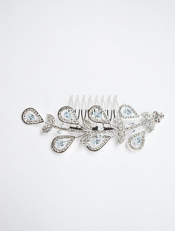 Peineta blanca de cristal