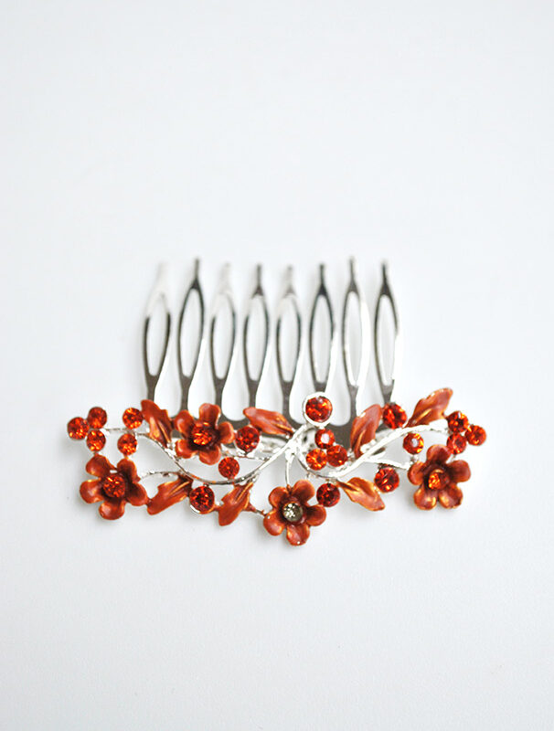 Peineta naranja de flores