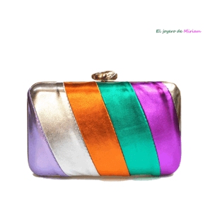 Bolso clutch metalizado rayas