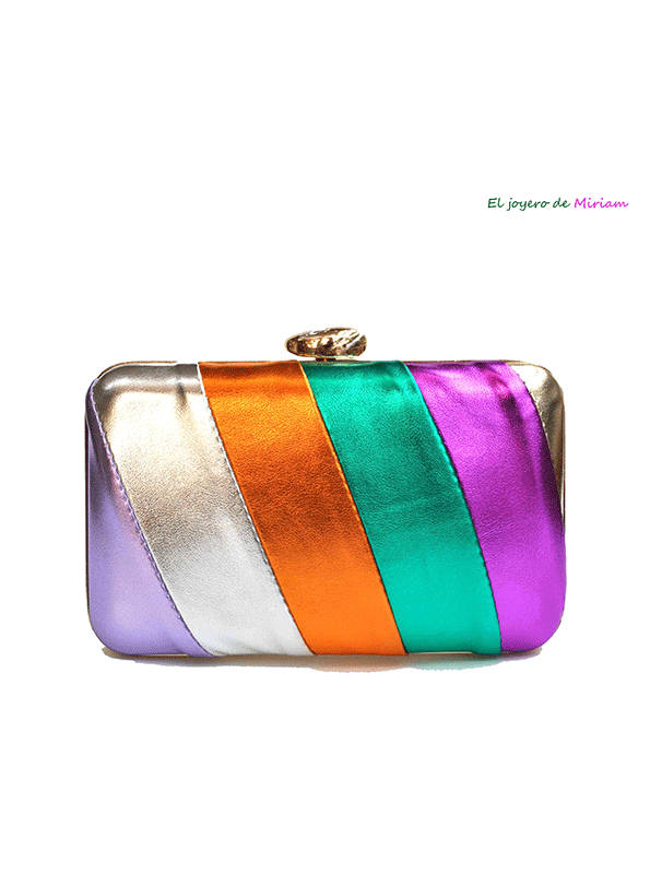 Bolso clutch metalizado rayas