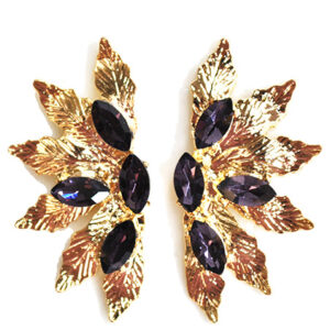 Pendientes berenjena hojas