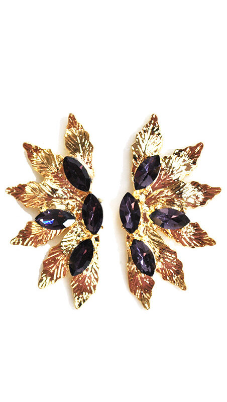 Pendientes berenjena hojas