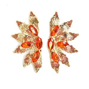 Pendientes naranjas hojas