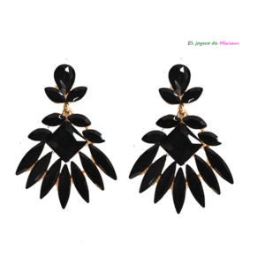 Pendientes negros flor