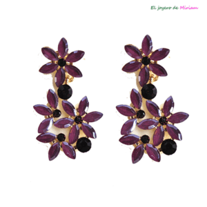 Pendientes berenjena flores