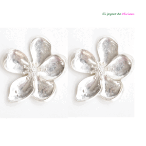 Pendientes plateados flor