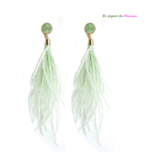 Pendientes plumas verde menta
