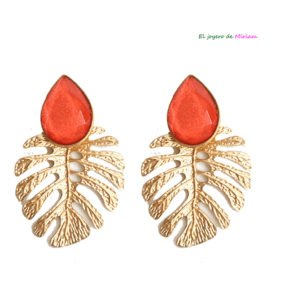 Pendientes naranjas hojas