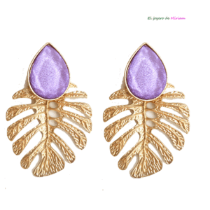 Pendientes lilas hojas