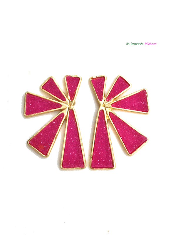 Pendientes fucsias piedras