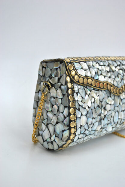 Clutch rígido latón y nácar - Imagen 3