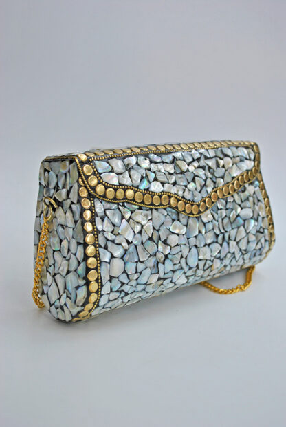 Clutch rígido latón y nácar - Imagen 4