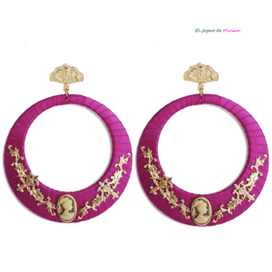 Pendientes aros fucsias flamenca