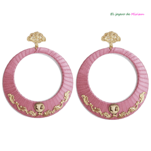 Pendientes aros rosas flamenca