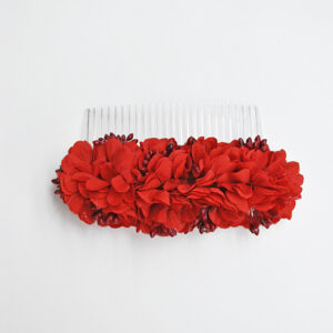 Peineta roja con flores