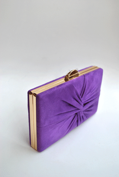 Bolso clutch morado fruncido - Imagen 2