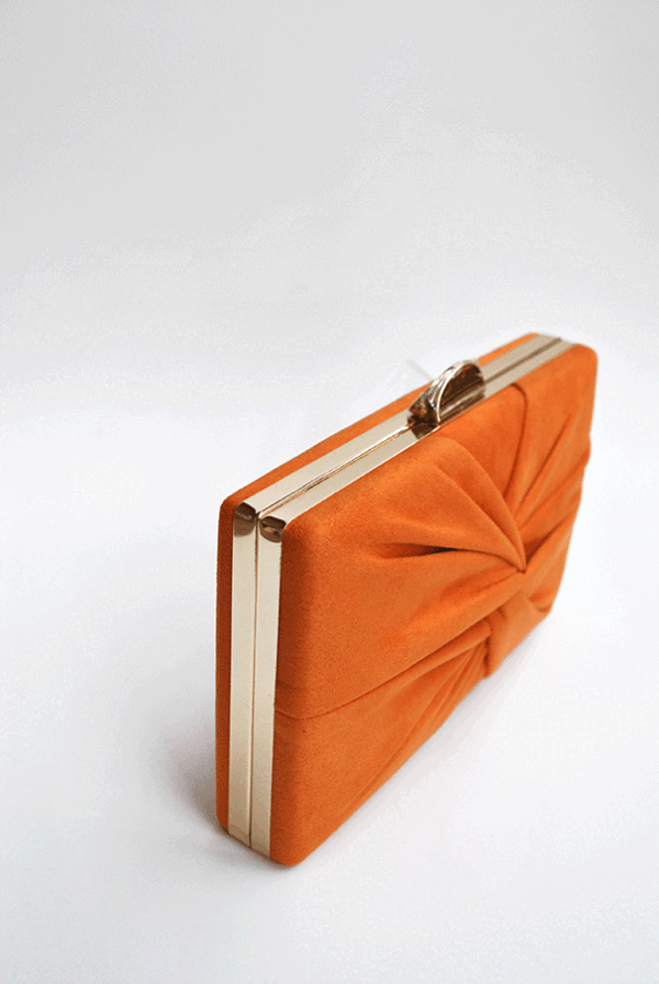Bolso clutch naranja fruncido - Imagen 2