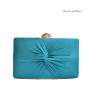 Bolso clutch turquesa fruncido