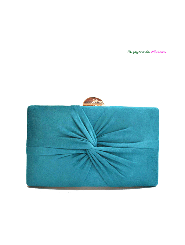 Bolso clutch turquesa fruncido