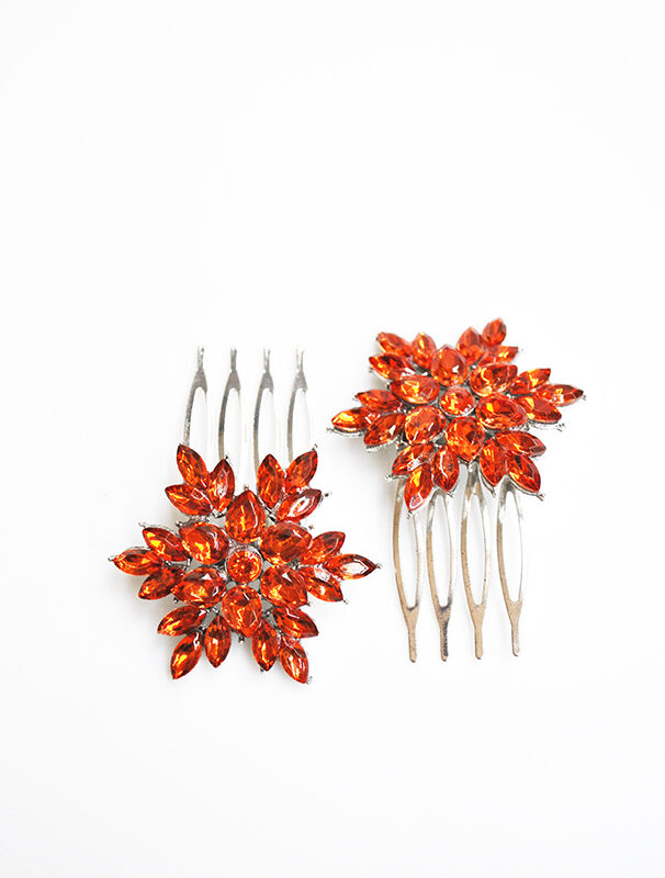 Pareja de peinetas naranjas