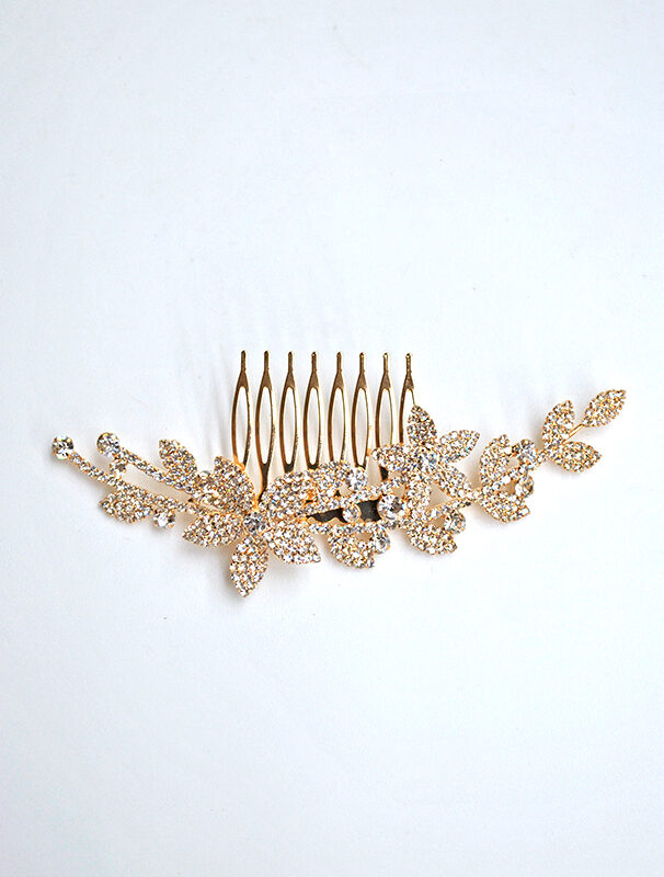 Peineta dorada con cristales