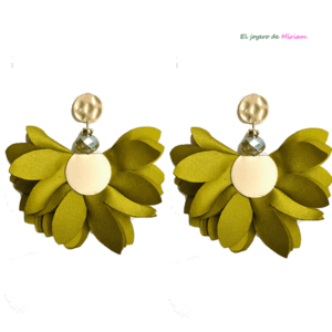 Pendientes flores verde oliva