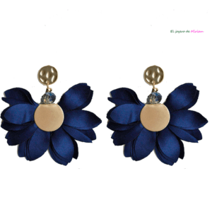 Pendientes flores azul marino