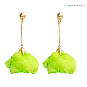 Pendientes pétalos verde lima