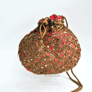Bombonera fucsia y dorada