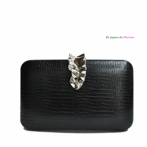 Bolso clutch negro y plateado