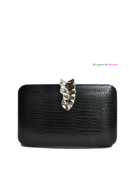 Bolso clutch negro y plateado