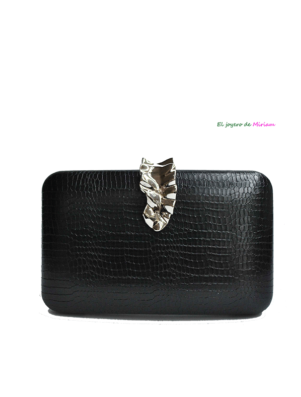 Bolso clutch negro y plateado