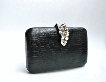 Bolso clutch negro y plateado - Imagen 2