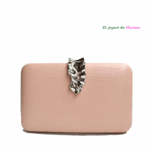 Clutch nude broche plateado