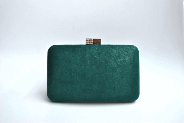 Clutch verde botella cierre brillo - Imagen 2