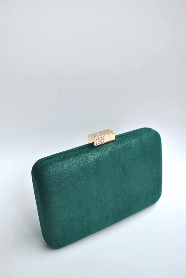 Clutch verde botella cierre brillo - Imagen 3