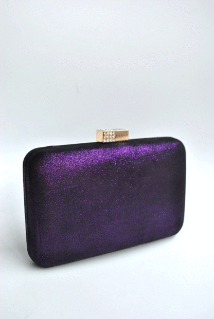 Bolso clutch morado metalizado - Imagen 3