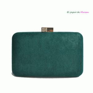 Clutch verde botella cierre brillo
