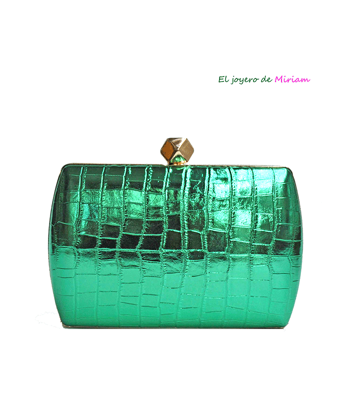 Bolso clutch verde metalizado