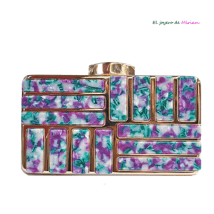 Clutch nácar verde y bugamvilla