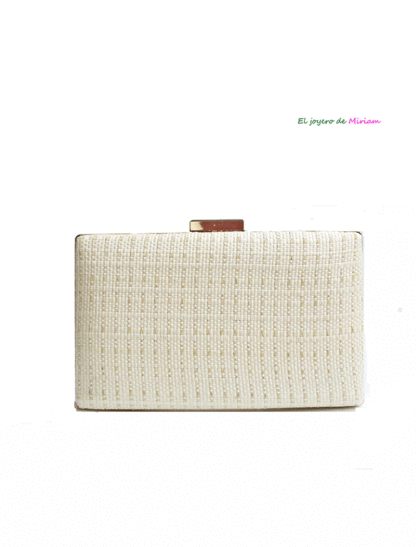 Clutch blanco roto y dorado