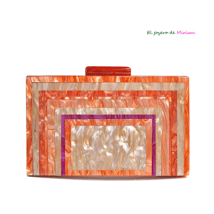 Clutch nácar naranja y fucsia