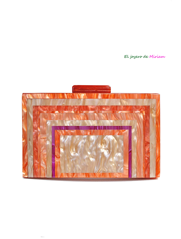 Clutch nácar naranja y fucsia