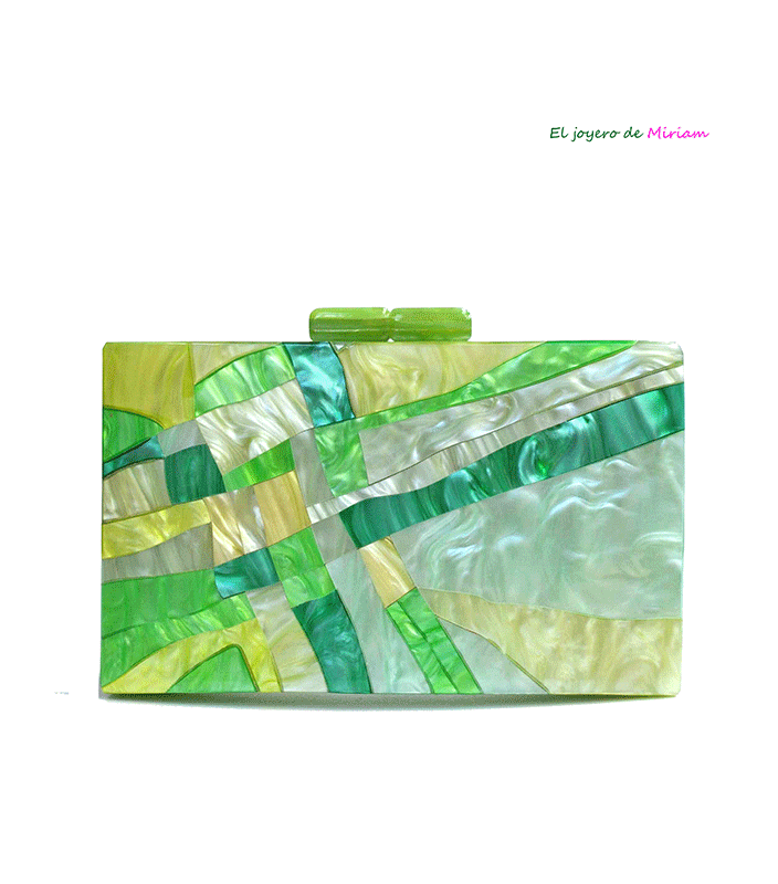 Clutch nácar tonos verdes