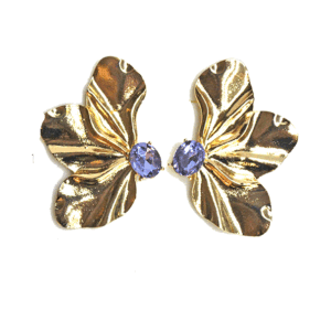 Pendientes dorados y lilas