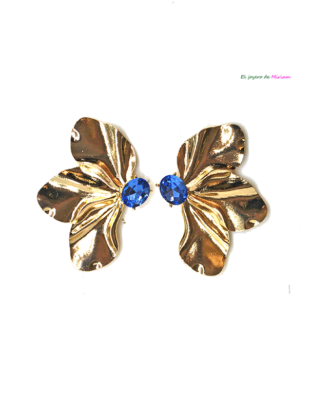 Pendientes dorados y azules