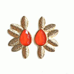 Pendientes naranjas hojas